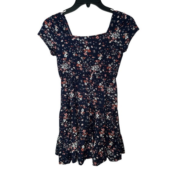 Girls Three Pink Hearts Floral Dress Size M Navy Blue - Picture 3 of 3
